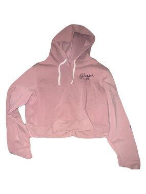 Blessed Script Cropped Hoodie Sweatshirt - Pink